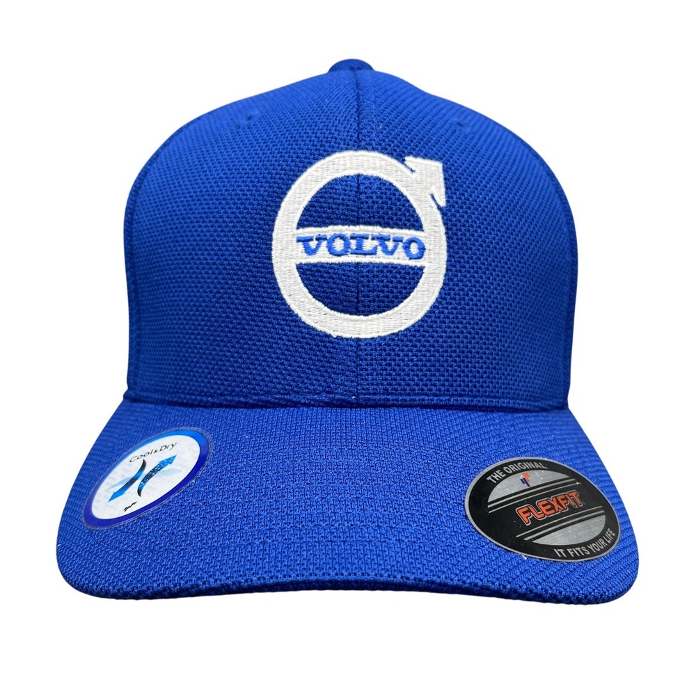 Volvo Flexfit Hat Mens L/XL Automotive Cars Blue Cool Dry Mesh Stretch Cap NWT
